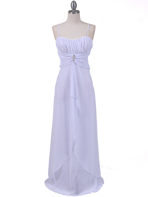 7107 White Chiffon Evening Dress, White