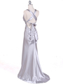 7120 Silver Satin Evening Dress - Silver, Back View Thumbnail