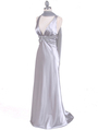 7120 Silver Satin Evening Dress - Silver, Alt View Thumbnail