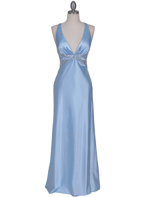 7120 Baby Blue Satin Evening Dress, Baby Blue
