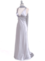 Silver Satin Evening Dress