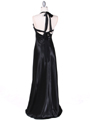 7121 Black Satin Evening Gown - Black, Back View Thumbnail
