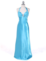 Turquoise Satin Evening Gown
