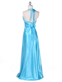 7121 Turquoise Satin Evening Gown - Turquoise, Back View Thumbnail