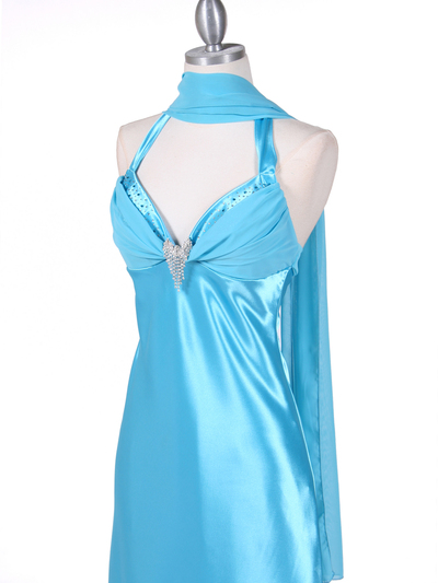 7121 Turquoise Satin Evening Gown - Turquoise, Alt View Medium