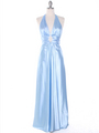 7122 Baby Blue Satin Halter Evening Gown - Baby Blue, Front View Thumbnail