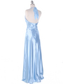 7122 Baby Blue Satin Halter Evening Gown - Baby Blue, Back View Thumbnail