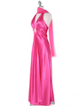 Hot Pink Satin Halter Prom Dress
