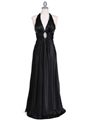 Black Satin Halter Evening Gown