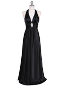 Black Satin Halter Evening Gown