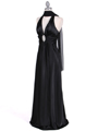 Black Satin Halter Evening Gown