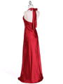 7122 Red Satin Halter Evening Gown - Red, Back View Thumbnail
