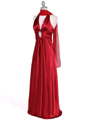 7122 Red Satin Halter Evening Gown - Red, Alt View Thumbnail