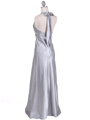 7122 Silver Satin Halter Evening Gown - Silver, Back View Thumbnail