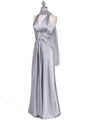 7122 Silver Satin Halter Evening Gown - Silver, Alt View Thumbnail
