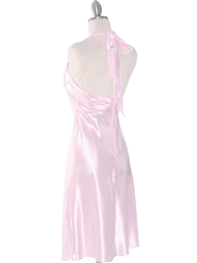 7127 Pink Sweetheart Halter Cocktail Dress - Pink, Back View Medium