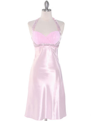 7127 Pink Sweetheart Halter Cocktail Dress, Pink