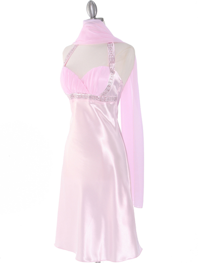 7127 Pink Sweetheart Halter Cocktail Dress - Pink, Alt View Medium