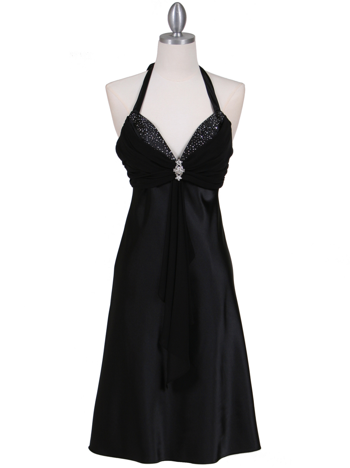 black halter dress on Black Halter Cocktail Dress With Rhinestone Pin From Sung Boutique Los
