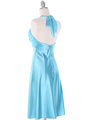 7129 Turquoise Halter Cocktail Dress with Rhinestone Pin    - Turquoise, Back View Thumbnail