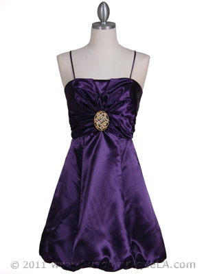 7151 Purple Satin Cocktail Dress, Purple