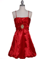 7151 Red Satin Cocktail Dress - Red, Front View Thumbnail