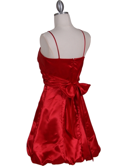 7151 Red Satin Cocktail Dress - Red, Back View Medium