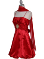 7151 Red Satin Cocktail Dress - Red, Alt View Thumbnail