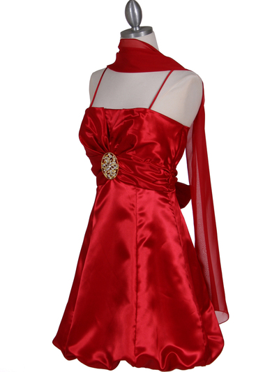 7151 Red Satin Cocktail Dress - Red, Alt View Medium