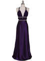 7154 Purple Satin Evening Dress - Purple, Front View Thumbnail