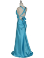 7154 Turquoise Satin Evening Dress - Turquoise, Back View Thumbnail
