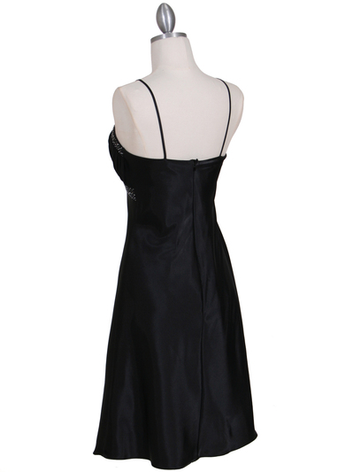 7166 Black Cocktail Dress with Rhinestone Trim - Black, Back View Medium