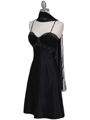 7166 Black Cocktail Dress with Rhinestone Trim - Black, Alt View Thumbnail