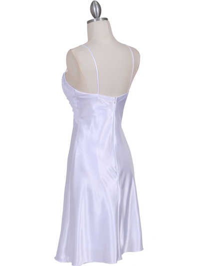 7167 White Chiffon Top Cocktail Dress - White, Back View Medium