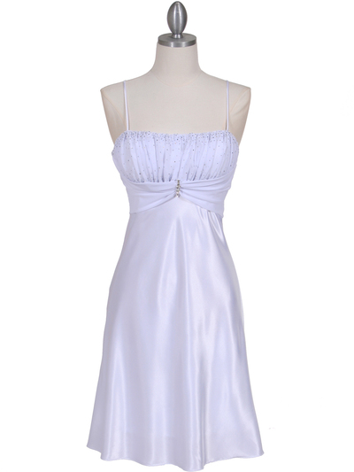 7167 White Chiffon Top Cocktail Dress - White, Front View Medium