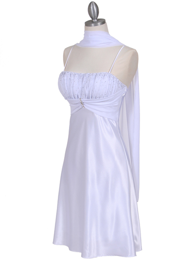 7167 White Chiffon Top Cocktail Dress - White, Alt View Medium