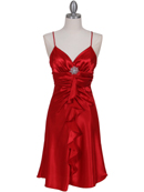 Red Cocktail Dress with Rhinestone Pin