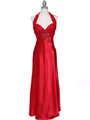 7173 Red Halter Evening Dress - Red, Front View Thumbnail