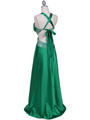 7179 Green Satin Evening Dress - Green, Back View Thumbnail