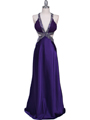 7179 Purple Satin Evening Dress - Purple, Front View Thumbnail