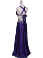 7179 Purple Satin Evening Dress - Purple, Back View Thumbnail