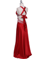 7179 Red Satin Evening Dress - Red, Back View Thumbnail