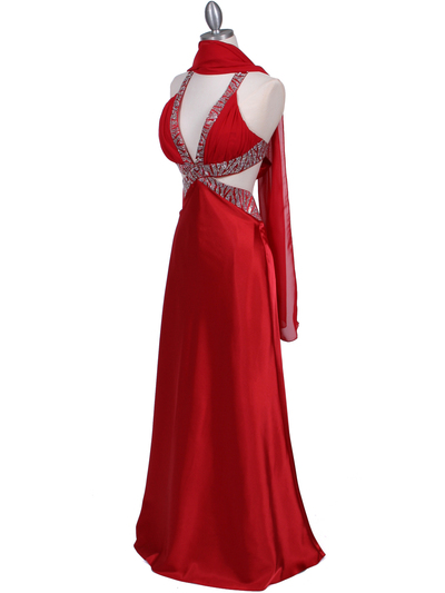 7179 Red Satin Evening Dress - Red, Alt View Medium