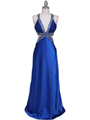 7179 Royal Blue Satin Evening Dress - Royal Blue, Front View Thumbnail