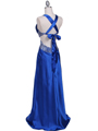 7179 Royal Blue Satin Evening Dress - Royal Blue, Back View Thumbnail