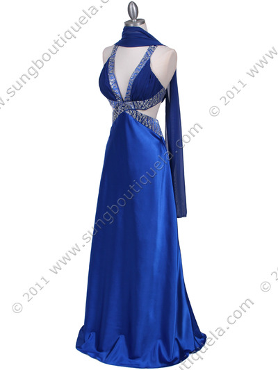 7179 Royal Blue Satin Evening Dress - Royal Blue, Alt View Medium