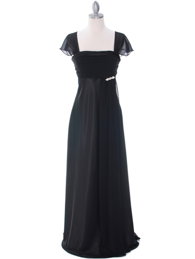 7302 Black Evening Dress - Black, Front View Medium