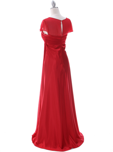 7302 Red Evening Dress - Red, Back View Medium