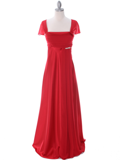 7302 Red Evening Dress - Red, Front View Medium