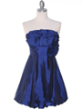 74082 Blue Taffeta Strapless Cocktail Dress - Blue, Front View Thumbnail